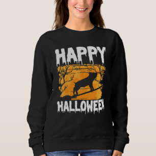 Camiseta Feliz Halloween u2013 Witch Pig Flying Broom Hallo