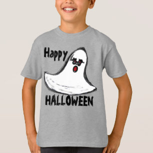 Camiseta Feliz Halloween White Red Ghost