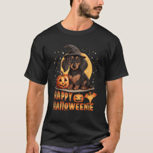 Camiseta Feliz Halloweenie Cachorro Dachshund Engraçado Hal