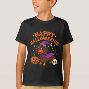 Camiseta Feliz Halloweenie Cute Halloween, Bruxa de Cachorr