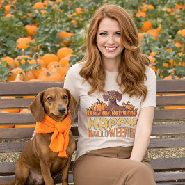 Camiseta Feliz Halloweenie Dachshund Dog Pumpkin Patch