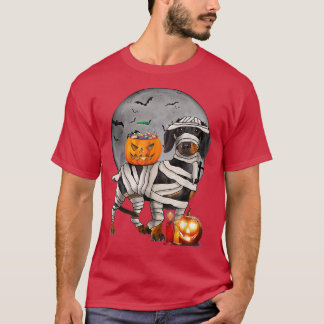 Camiseta Feliz Halloweenie Dachshund Mummy Doie Dog Hallowe
