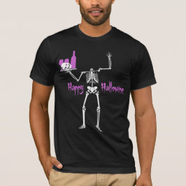Camiseta Feliz Hallowine Esqueleto Sem Cabeça