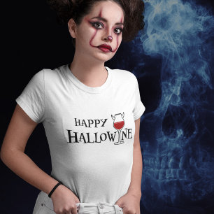 Camiseta Feliz Hallowine   Halloween Pun