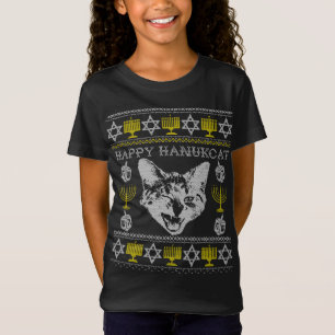 Camiseta Feliz Hanukcat Hannukah Gato Judeu Natal Feio