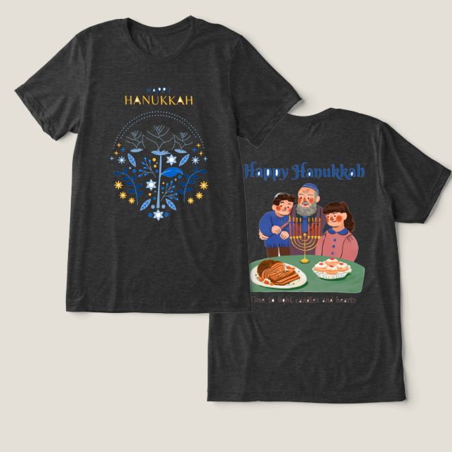 Camiseta Feliz Hanukkah (Design Frente e Verso)