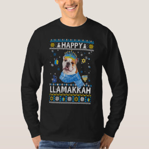Camiseta Feliz Hanukkah Bulldog Feio Doce Paj de Natal