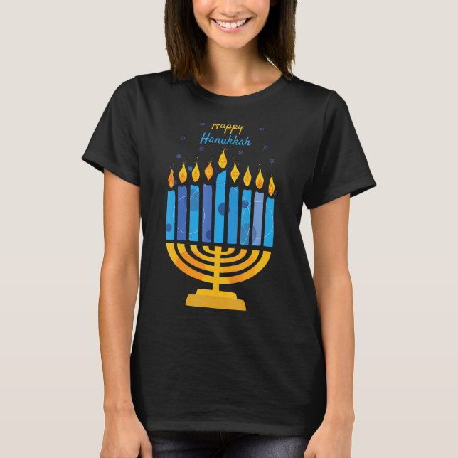 Camiseta Feliz Hanukkah Candles Menorah Jewish Hanukkah 202 (Frente)