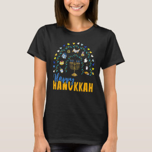 Camiseta Feliz Hanukkah Chanukah Rainbow Menorah Jewish Hol
