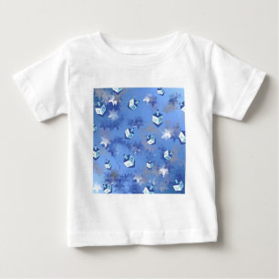 Camiseta Feliz Hanukkah Estrelas Cadentes e Dreidels