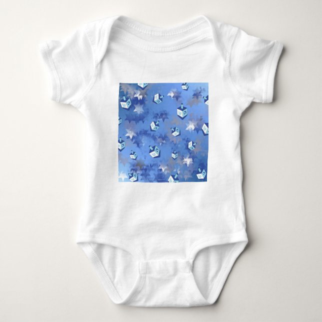 Camiseta Feliz Hanukkah Falling Star e Dreidels (Frente)