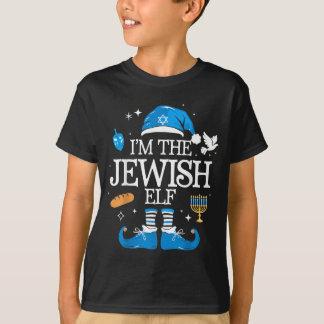 Camiseta Feliz Hanukkah Família de Elfos Judeus Grupo Natal