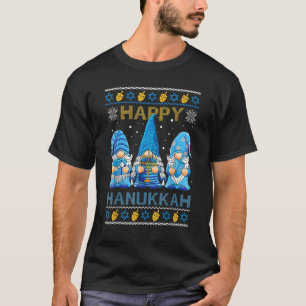 Camiseta Feliz Hanukkah Feia Natal Gnomos Menora