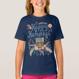Camiseta Feliz Hanukkah FLorals Arte desenhada à mão