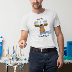 Camiseta Feliz Hanukkah Funny Moose Menorah