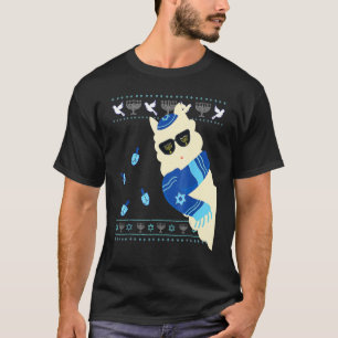 Camiseta Feliz Hanukkah judeu Llamakkah Natal Pajama J