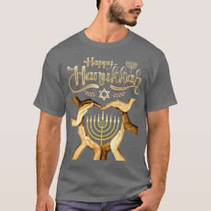 Camiseta Feliz HANUKKAH Menorah Corta Mãos Feriado Judeu