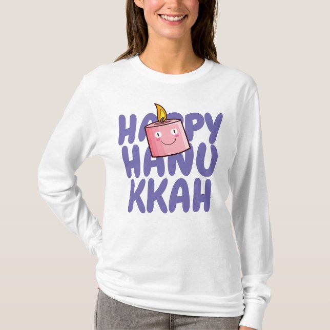 Camiseta Feliz Hanukkah Personalizável (Frente)