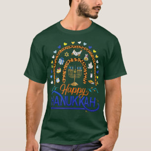 Camiseta Feliz HANUKKAH Rainbow - Menorah Jewish Holiday He