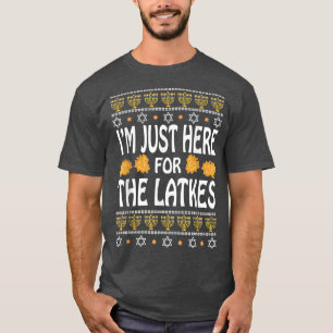 Camiseta Feliz Hanukkah Só aqui por Latkes Hebraico Judeu