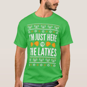 Camiseta Feliz Hanukkah Só aqui por Latkes Hebraico Judeu