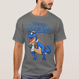 Camiseta Feliz Hanukkah T-Rex Dinossaur Boys Men Menora Han