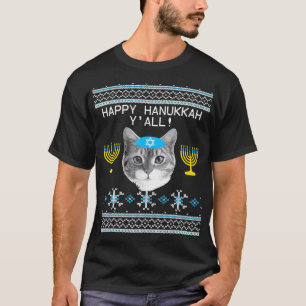 Camiseta Feliz Hanukkah Y'all Cat Ugly Hanukkah