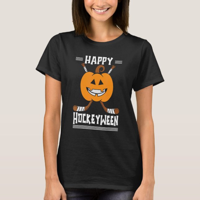 Camiseta Feliz Hockeybetween Halloween Ice Player & Hoc (Frente)