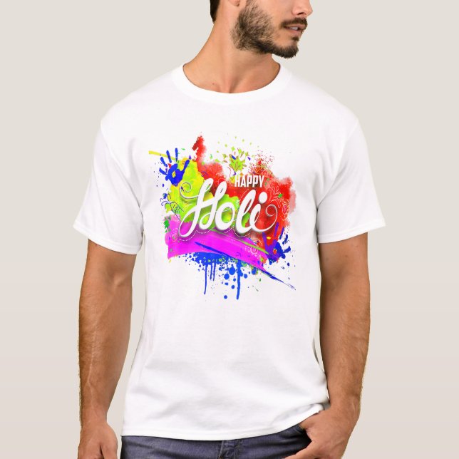 Camiseta Feliz Holi 2022 Festival de Primavera de Cores na  (Frente)