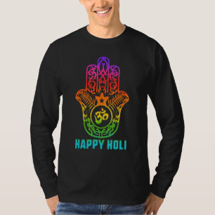 Camiseta Feliz Holi Colorido Hamsa Cores Cultura Índia Dan
