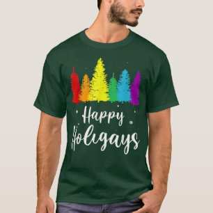 Camiseta Feliz Holigays Rainbow Christmas Orgulho LGBT Gay 