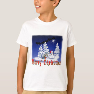 Camiseta Feliz homem da neve na hora de Natal
