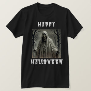 Camiseta Feliz Homem-Esqueleto Cérebro de Halloween