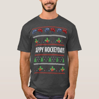 Camiseta Feliz Hóquei no Gelo Feriados no Natal