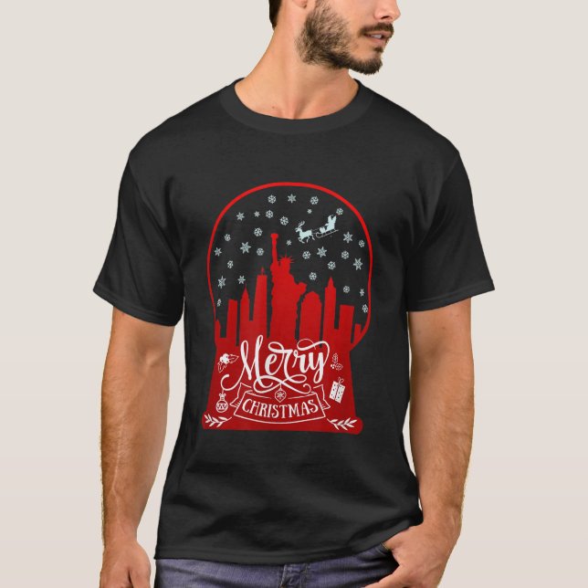 Camiseta Feliz horizonte de natal de nova iorque no globo d (Frente)