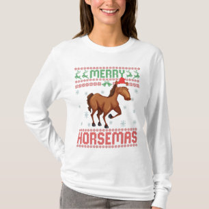 Camiseta Feliz Horsemas Engraçada Cavalo Sueco de Natal Fei