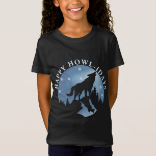 Camiseta Feliz Howlidays com Howling Wolf e Lua