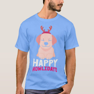 Camiseta Feliz Howlidays Funny Corgi Ouro Retriever Poodeve