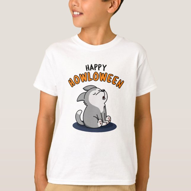 Camiseta Feliz Howloween Engraçado Cachorro (Frente)