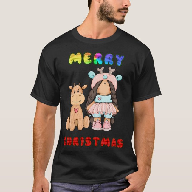 Camiseta Feliz Hristmas Cute Reindeer (Frente)