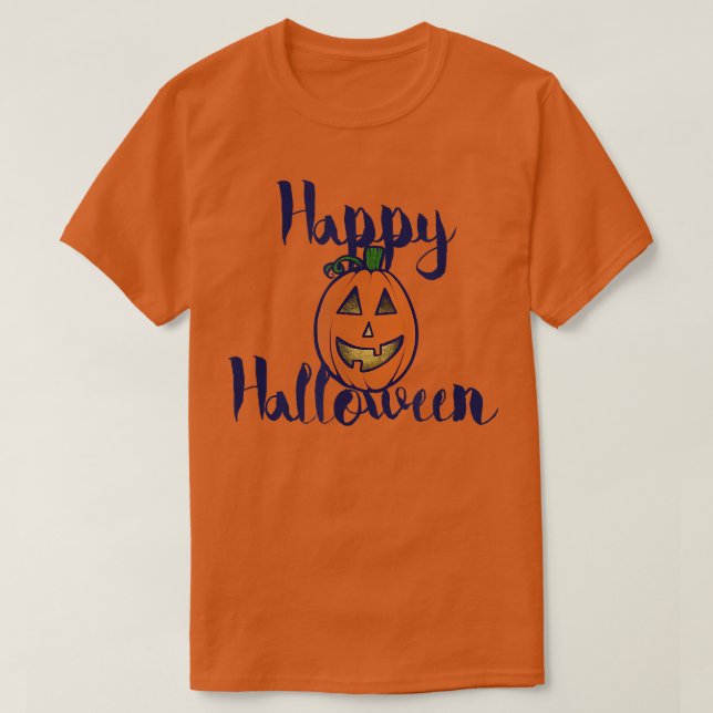 Camiseta Feliz Jack de Halloween para lanterna (Frente do Design)