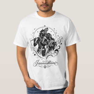 Camiseta Feliz Janmashtami Flauta Radha Krishna