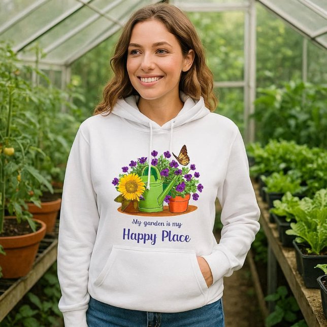 Camiseta Feliz Jardim Flores de Verão Branco (Happy garden sweatshirt for anyone who loves to grow plants )