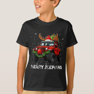 Camiseta Feliz Jeepmas Rena de Natal Feia Iluminada