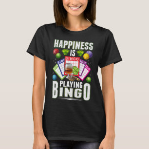 Camiseta Feliz Jogador de Bingo Mulheres Engraçado Bingo