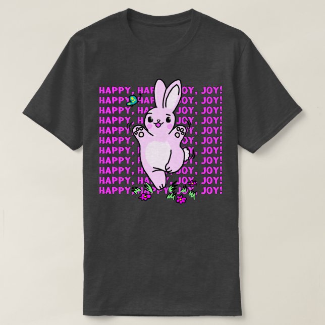 Camiseta Feliz Joy Joy Bunny (Frente do Design)