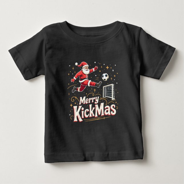 Camiseta Feliz Kickmas Engraçado Papai Noel Amantes do Fute (Frente)
