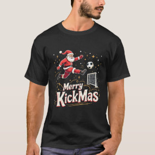 Camiseta Feliz Kickmas Engraçado Papai Noel Amantes do Fute