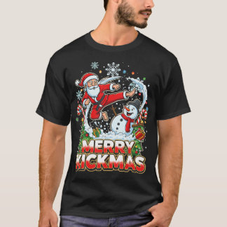 Camiseta Feliz Kickmas Feio Natal Jiu Jitsu Engraçado