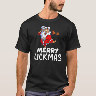 Camiseta Feliz Kickmas Karate Papais noeis Família Correspo